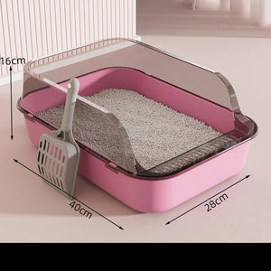 Large Capacity Cat Litter Box, Plastic Anti-Splash Cats Toilet, Pet Sandbox, Kitten Tray, Bedpan, Cleaning Bath Basin Supplies