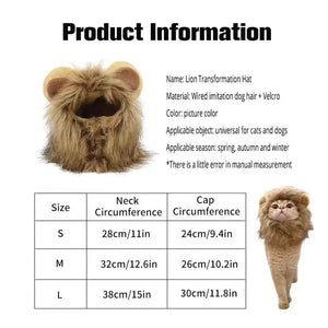 TONG Cat Costume Lion Mane Cat Wig Hat