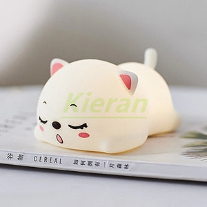 Lovely Cat USB Rechargeable Silicone LED Night Light Bedroom