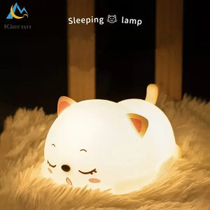 Lovely Cat USB Rechargeable Silicone LED Night Light Bedroom