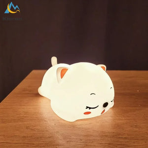 Lovely Cat USB Rechargeable Silicone LED Night Light Bedroom