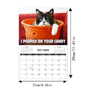 Cat Calendar 2025 Angry Kitten Calendar For Home Fun Month 2025 Planner Calendar Creative Cute Kitten 2025 Wall Art Calendar