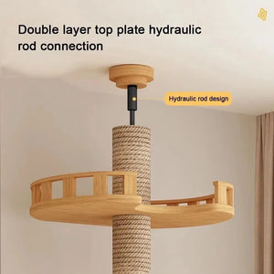 Adjustable Cat Tree House Tower Multi-function Floor To Ceiling Wooden House Tower Soft with Pet Condo Flannel Hammock Bed