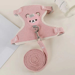 Dog leash Winnie the Pooh harness leash cat walking dog small dog Teddy vest style harness pet supplies