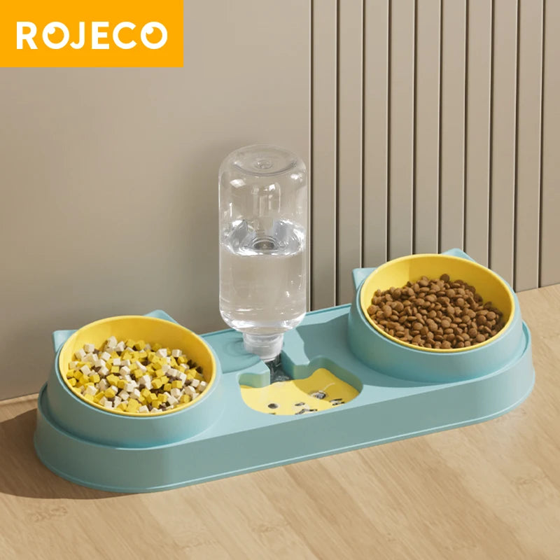 ROJECO 3 In 1 Pet Bowls with Water Dispenser