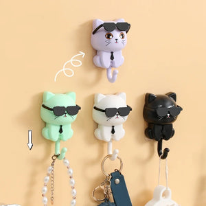 Cute Cartoon Wall Hook Creative Hooks Home Clothes Hook Cute Pet Style Hook Eye Rotation Cat Hook Clothing Key Hanger